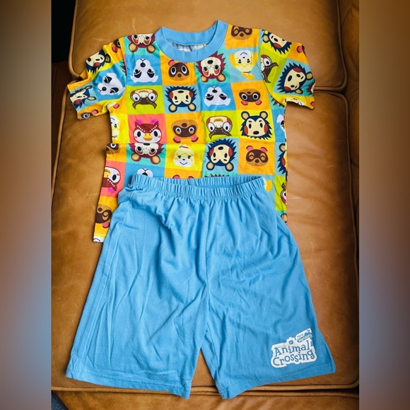 Animal Crossing 2 piece pajama short set boys size S(6/7). - Picture 1 of 2